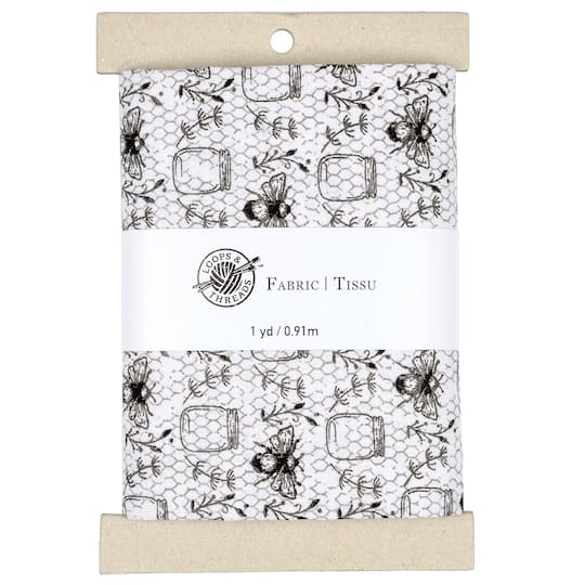 Black &#x26; White Bees Cotton Fabric Bundle by Loops &#x26; Threads&#x2122;